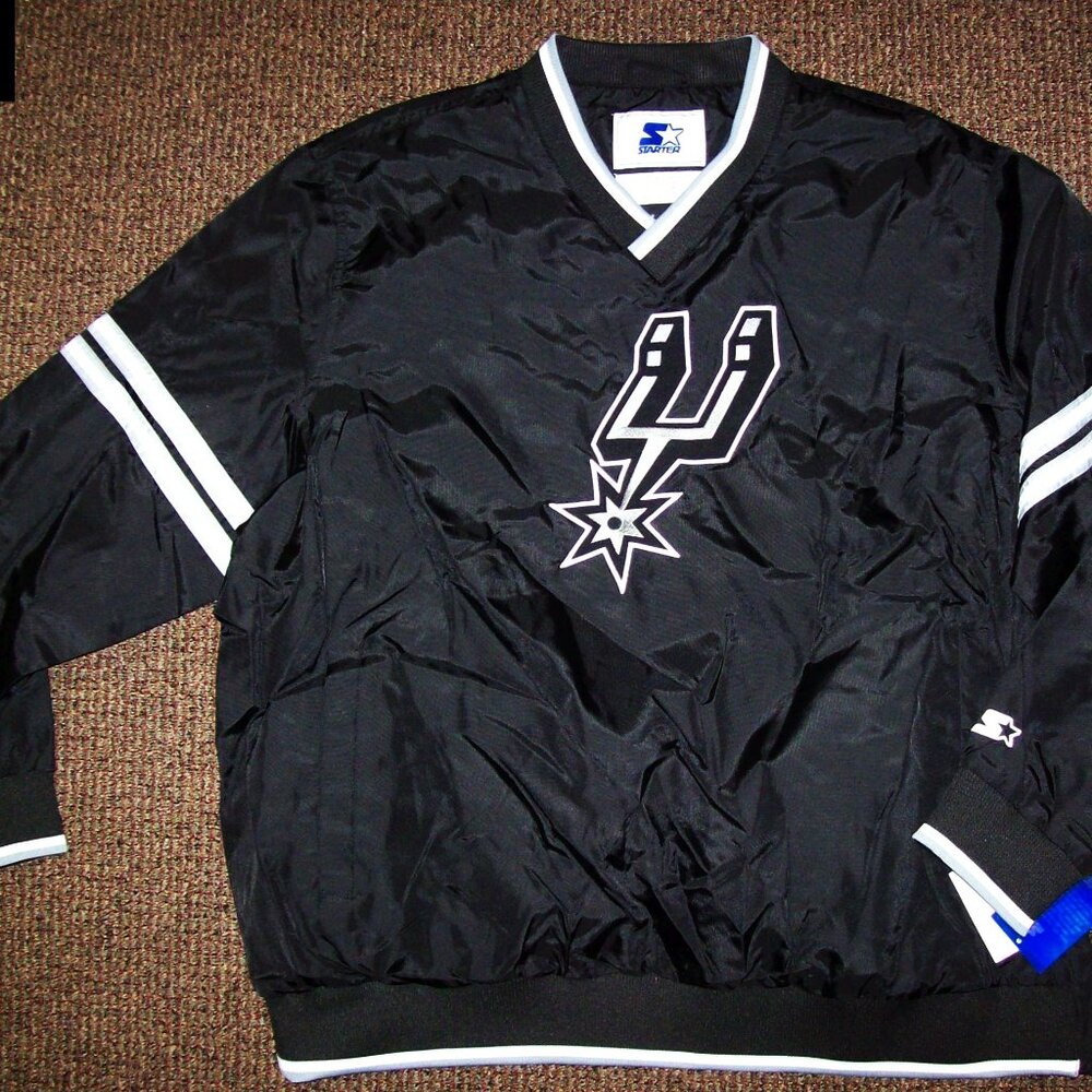 SAN ANTONIO SPURS Starter NBA "V" Neck Pull Over  BLACK M L XL 2X